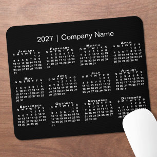 Einfacher Kalender 2027 Firmenname Schwarz Mousepad