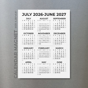 Einfacher Kalender-Magnet für das Schuljahr 2026-2 Magnetkarte