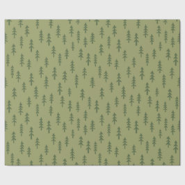 Einfacher Kiefernwald im Winter in Fern-Sage-Grün Geschenkpapier
