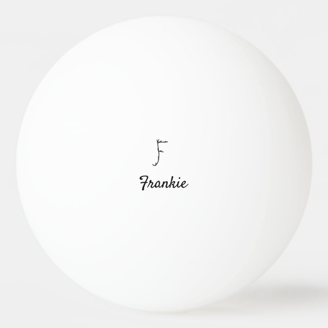 Einfacher kleiner schwarzer Monogramm-Buchstabe F  Tischtennisball (Vorderseite)