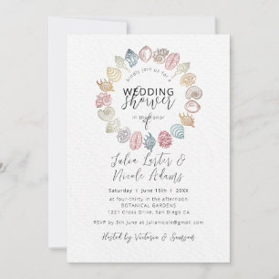 Einfacher Kranz aus Meeresmuscheln für Hochzeitsbr Einladung