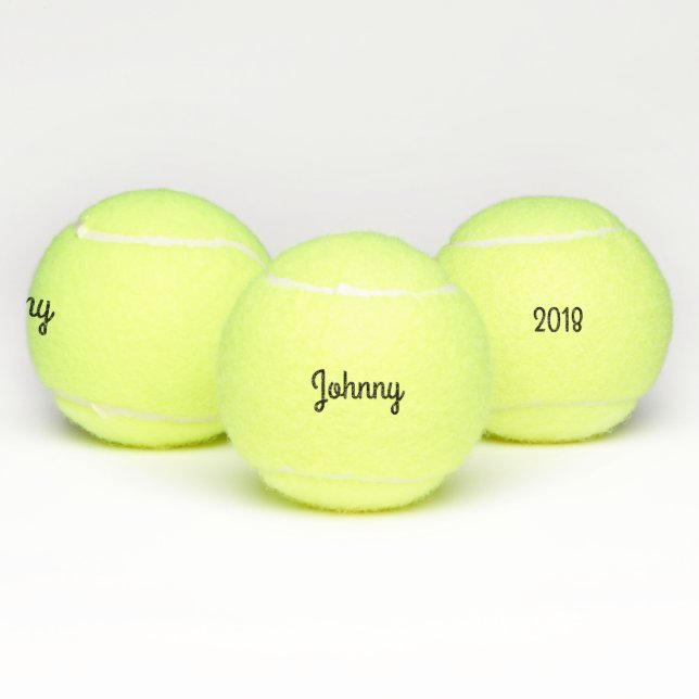 Einfacher kundenspezifischer Text-Name und Datum Tennisbälle (Multi)