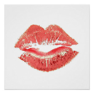 Einfacher Kuss-roter Lippenlippenstift Poster