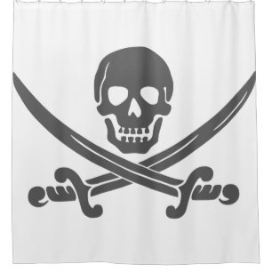 Einfacher lächelnder Piraten-Schädel mit Duschvorhang