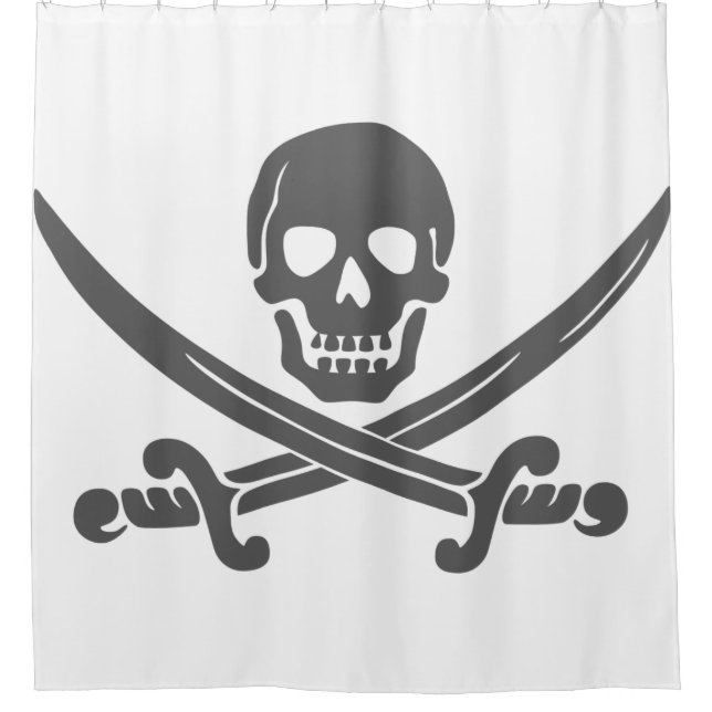 Einfacher lächelnder Piraten-Schädel mit Duschvorhang (Vorderseite)