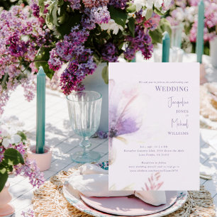 Einfacher Lavendel-Blütenstiel-Hochzeit Einladung