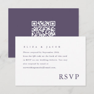 Einfacher lila Hochzeits-RSVP-QR-Code RSVP Karte