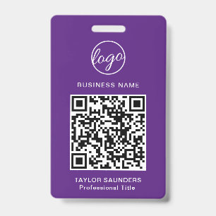 Einfacher lila QR-Code-Mitarbeiterausweis Ausweis