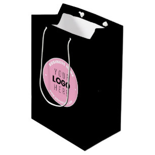Einfacher Logo-Ersatz & bearbeitbarer Text Rosa/ Mittlere Geschenktüte
