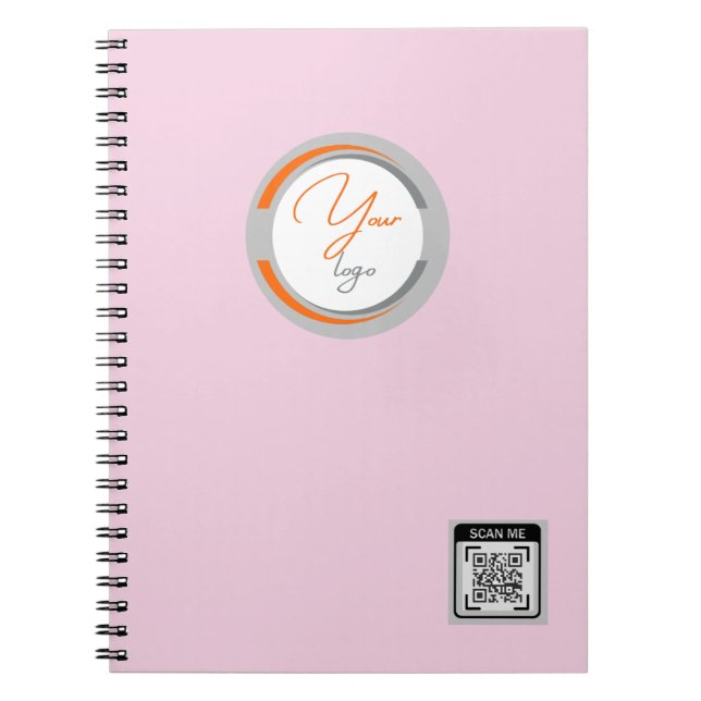 Einfacher Logo-QR-Code Business Pink Notizblock (Vorderseite)