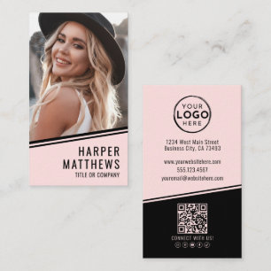 Einfacher Logo-QR-Code Rosa Rouge Visitenkarte