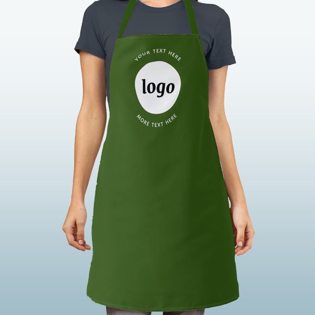 Einfacher Logo Text Business Promotion Forest Gree Schürze (Simple logo with custom text business branding promotional green apron)