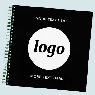 Einfacher Logo-Text Geschäftsförderungs Schwarz Notizbuch