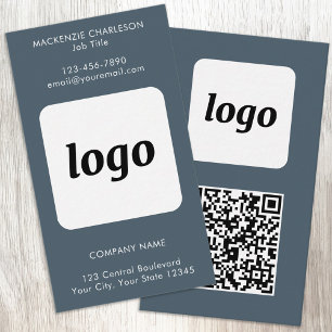 Einfacher Logo-Text-QR-Code Vertikal Anthrazitgrau Visitenkarte