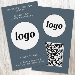 Einfacher Logo-Text-QR-Code Vertikale Holzkohlegra Visitenkarte