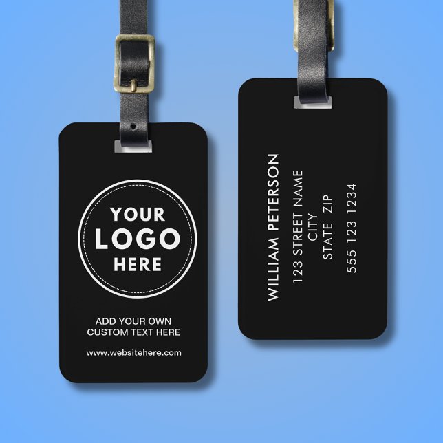 Einfacher Logo-Text schwarz Gepäckanhänger (Black logo professional business corporate travel luggage tag. Customize with own details.)