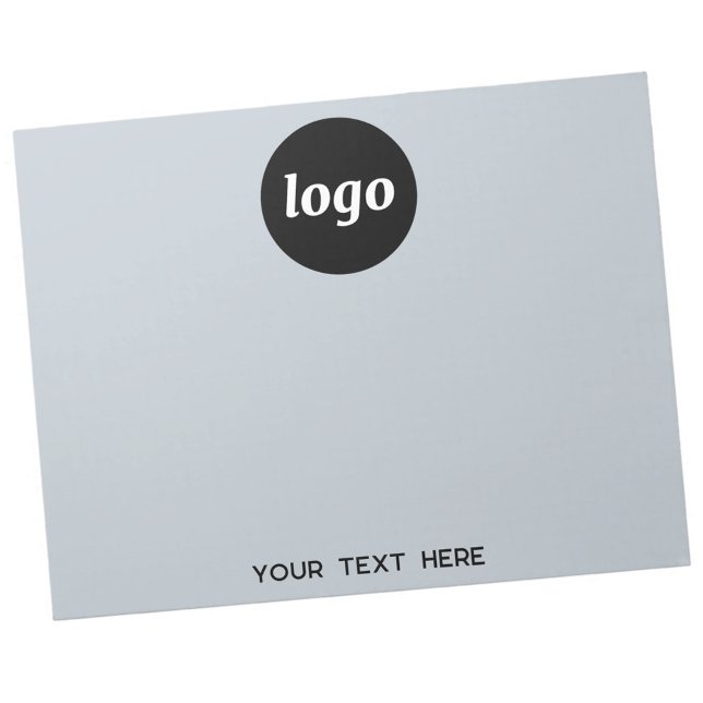 Einfacher Logo Text Werbeaktion Blau Notizblock (Logo with custom text business promotional light dusty pastel powder blue notepad)