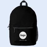 Einfacher Logo Text Werbeaktion Schwarz Bedruckter Rucksack<br><div class="desc">Fügen Sie Ihr eigenes Logo und Textauswahl zu diesem Design hinzu. Entfernen Sie den Text,  wenn Sie es vorziehen. Minimalistisch und beruflich. Ideal für ein Werbeprodukt für Ihre Kunden und Kunden. Weitere Versionen finden Sie in der Auflistung.</div>