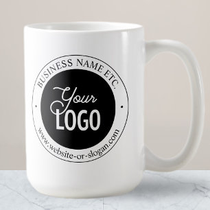 Einfacher Logoersatz & anpassbarer Text Weiß Kaffeetasse