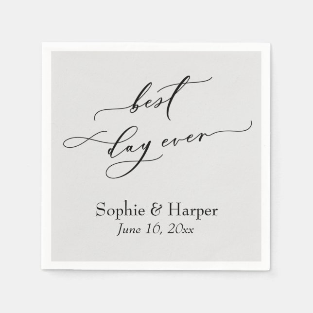 Einfacher, luxuriöser Script-Schriftart Bester Tag Serviette (Vorderseite)
