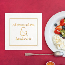 Einfacher Luxus Hochzeit Verlobung Name Servietten Mit Folie