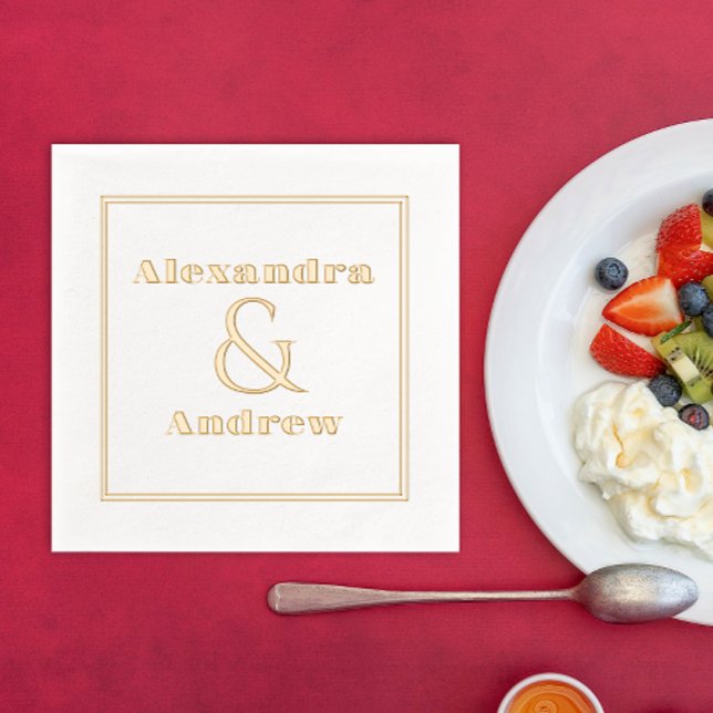 Einfacher Luxus Hochzeit Verlobung Name Servietten Mit Folie (Von Creator hochgeladen)