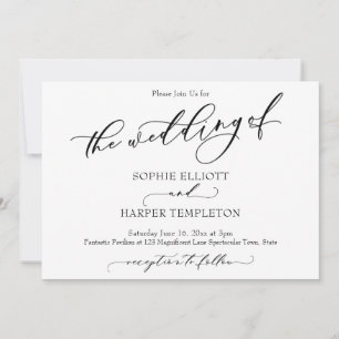 Einfacher Luxus Kalligrafie Die Hochzeit Von Einladung