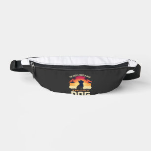 Einfacher Mann, der Hunde-Silhouette-Sonnenunterga Bauchtasche