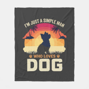 Einfacher Mann, der Hunde-Silhouette-Sonnenunterga Fleecedecke