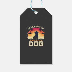 Einfacher Mann, der Hunde-Silhouette-Sonnenunterga Geschenkanhänger