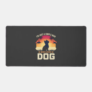 Einfacher Mann, der Hunde-Silhouette Sonnenunterga Schreibtischunterlage