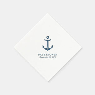 Einfacher Marine-Blau-Anker-SeeBabyparty Serviette