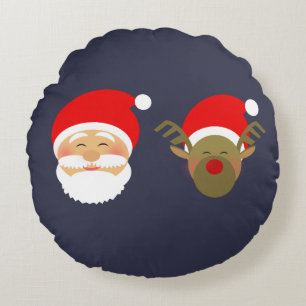 Einfacher Marineblauer Weihnachts-Weihnachtsmann & Rundes Kissen