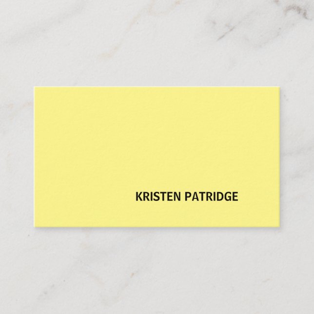 EINFACHER MINIMAL-YELLOW MODERNER TRENDY SINGER VISITENKARTE (Vorderseite)