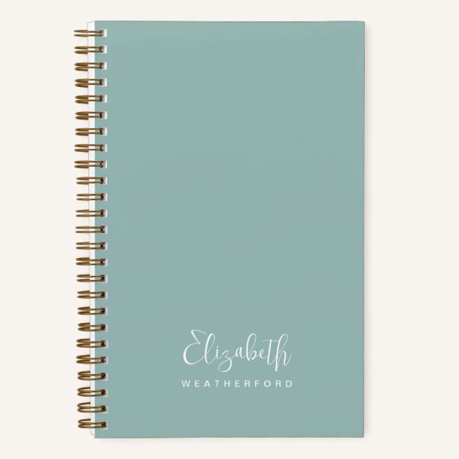 Einfacher Minimaler Aquamariner Aquakulturname Notizbuch (Vorderseite)