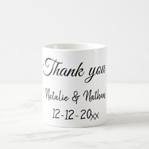 Einfacher minimaler Dankeschön-Paar-Name-Text-Datu Kaffeetasse