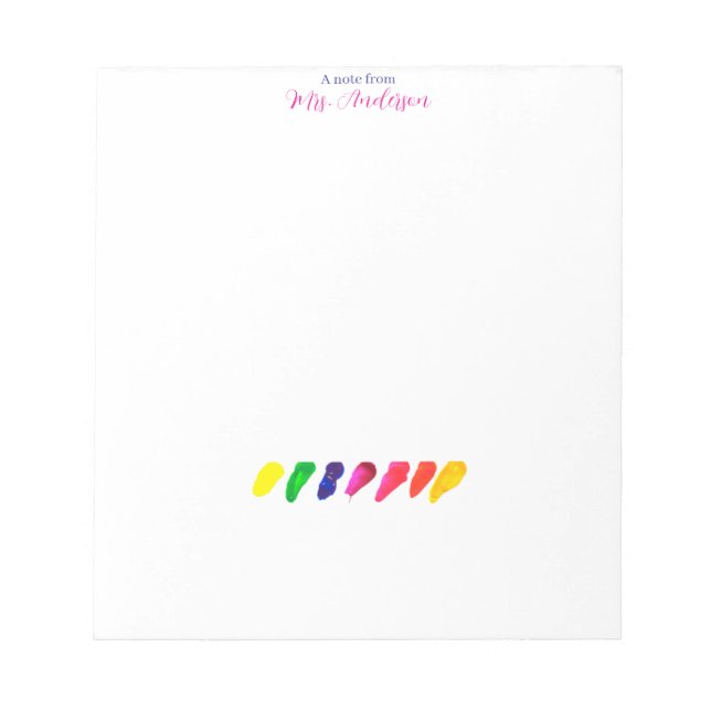 Einfacher minimaler farbiger Kindergartenlehrer Notizblock (Vorderseite)