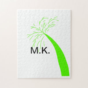 Einfacher minimaler grüner Baum-Kokosnuss-Monogram