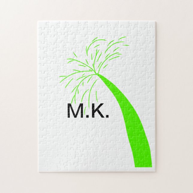 Einfacher minimaler grüner Baum-Kokosnuss-Monogram (Vertikal)