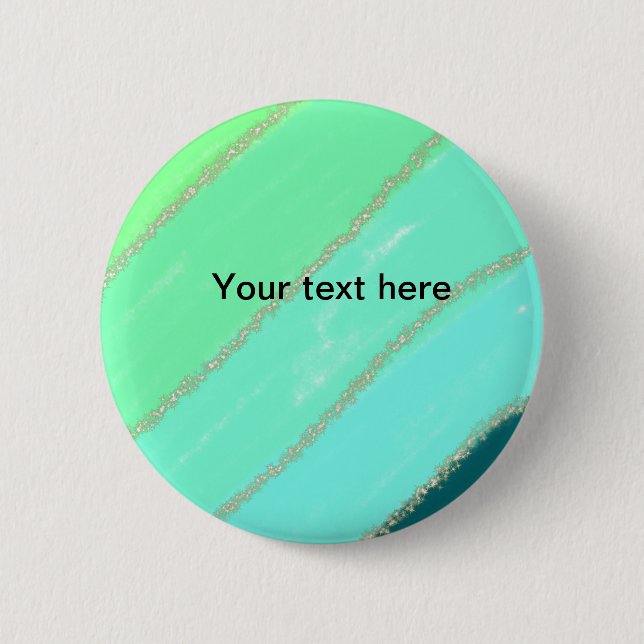 Einfacher, minimaler grüner Glitzer mit Aquarellfa Button (Vorderseite)