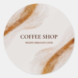 Einfacher Minimaler Kaffee-Shop Runder Aufkleber