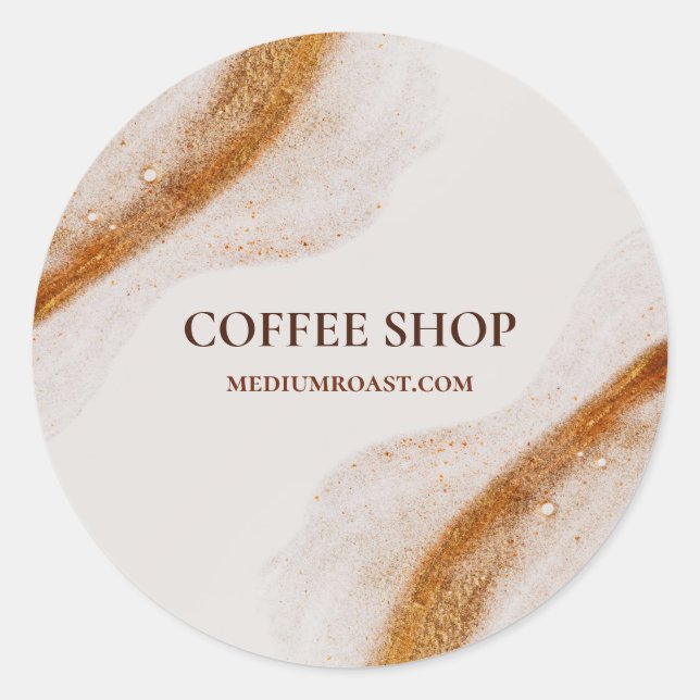 Einfacher Minimaler Kaffee-Shop Runder Aufkleber (Vorderseite)