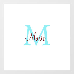 einfacher minimaler Name Monogramm rosa roter Wurf Fensteraufkleber