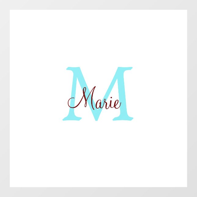 einfacher minimaler Name Monogramm rosa roter Wurf Fensteraufkleber (Blatt)