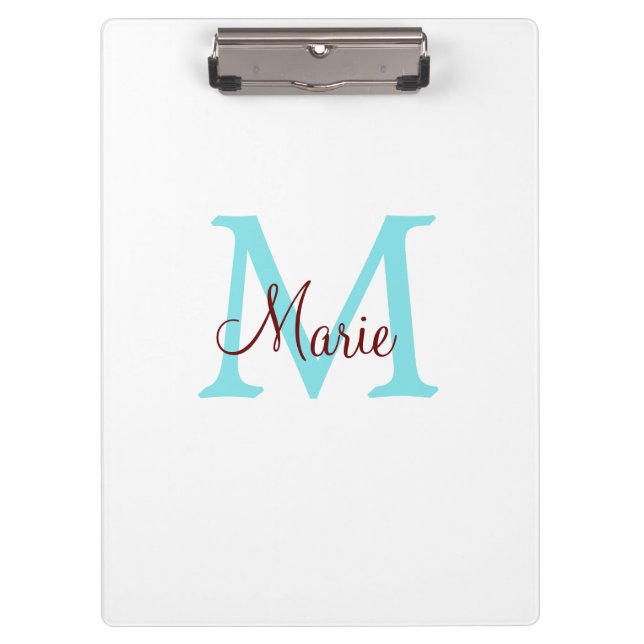 einfacher minimaler Name Monogramm rosa roter Wurf Klemmbrett (Vorderseite)