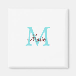 einfacher minimaler Name Monogramm rosa roter Wurf Magnet