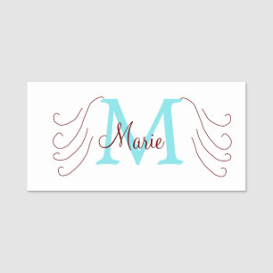 einfacher minimaler Name Monogramm rosa roter Wurf Namensschild