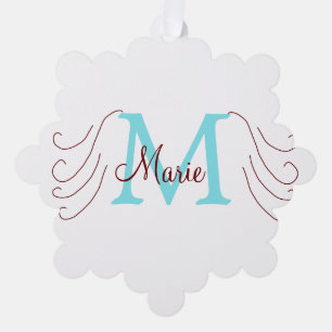 einfacher minimaler Name Monogramm rosa roter Wurf Ornament Karte