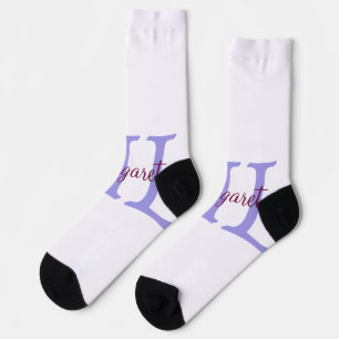 einfacher minimaler Name Monogramm rosa roter Wurf Socken