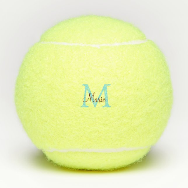 einfacher minimaler Name Monogramm rosa roter Wurf Tennisbälle (Vorderseite)